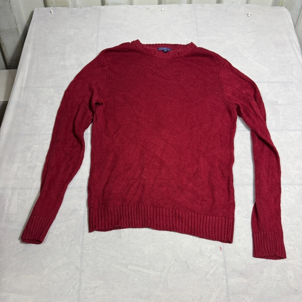 Croft & Barrow Mens Pullover Sweater Maroon Red Knit Crew Neck Winterwear Size L